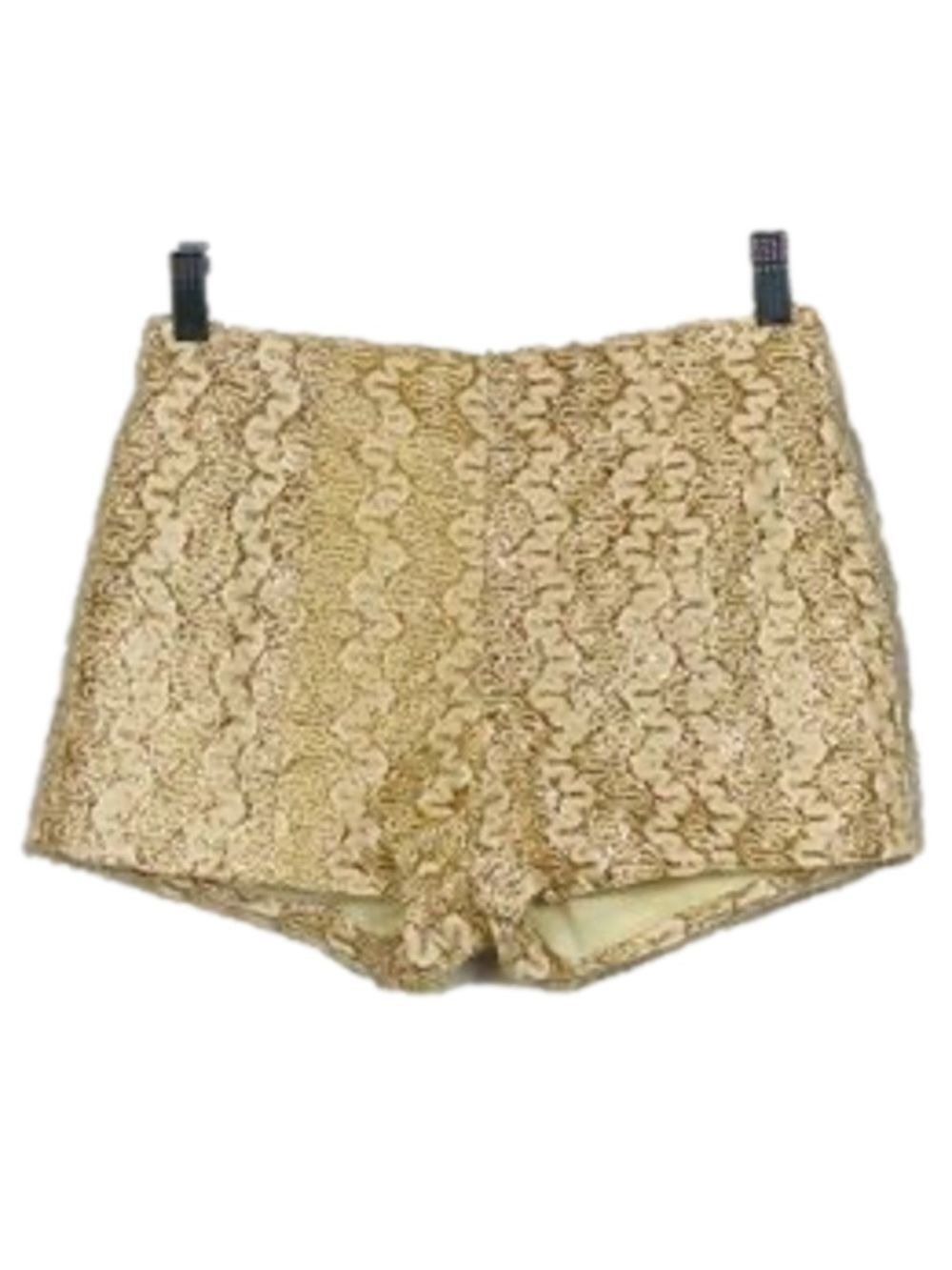 A'gaci A'gaci A'gaci Gold Embroidered Lace Shorts